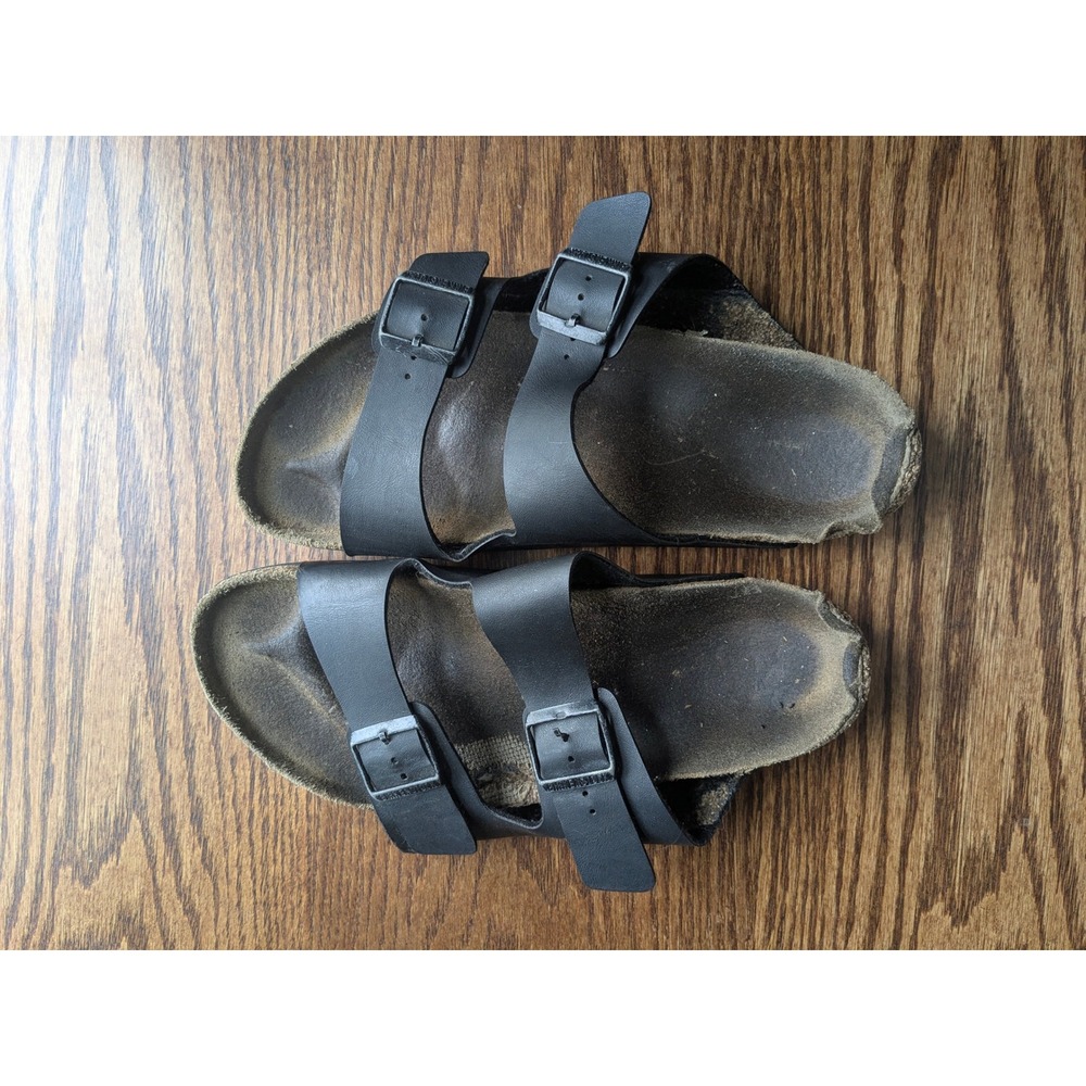 Birkenstock Arizona Black Birko-Flor Two Strap Buckle Sandals For Repair M8